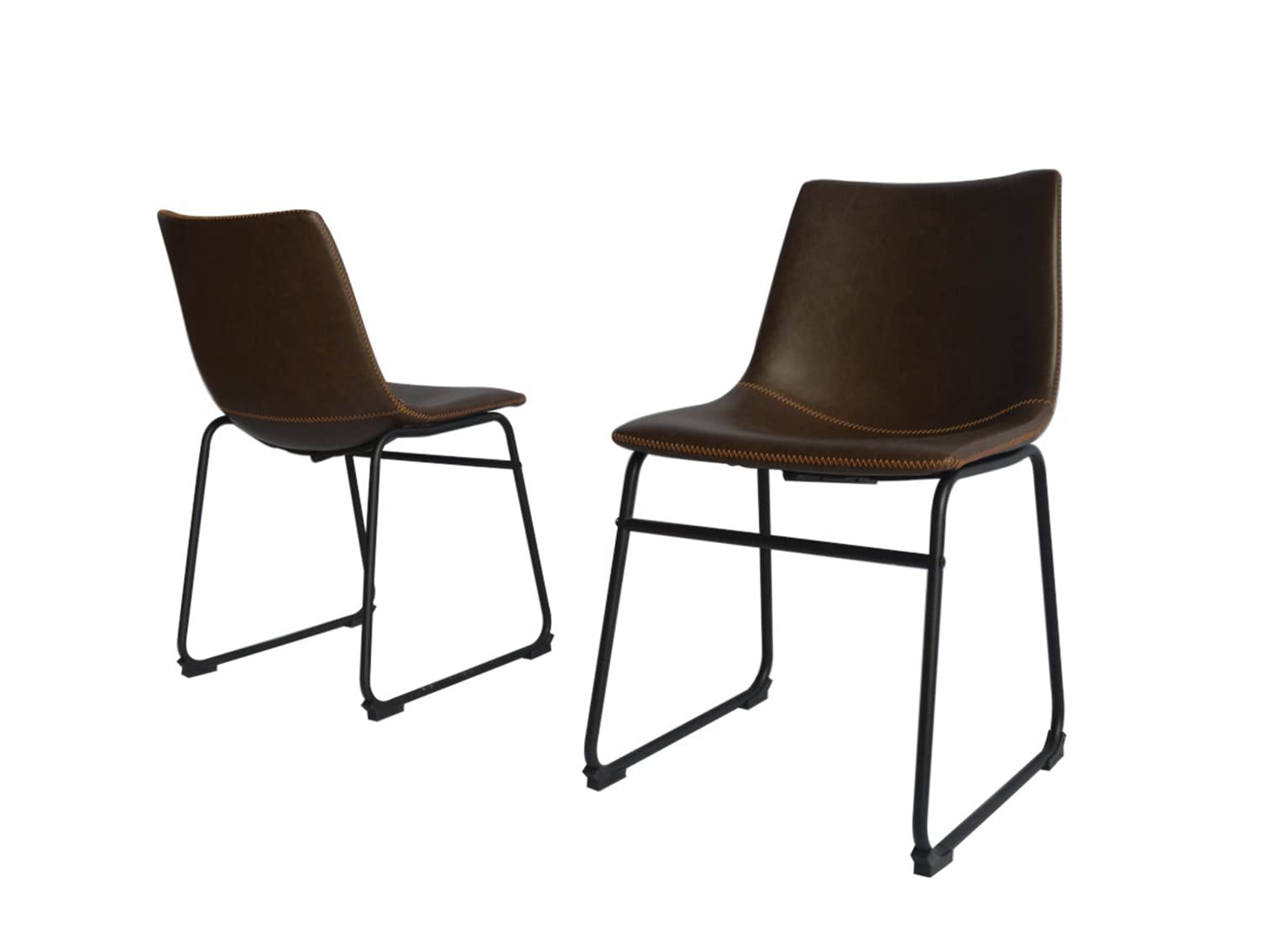 Best Quality Furniture Faux Leather Coffee Color Side Chairs (Set Of 2)