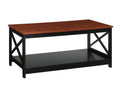 Convenience Concepts Oxford Coffee Table with Shelf, Cherry/Black