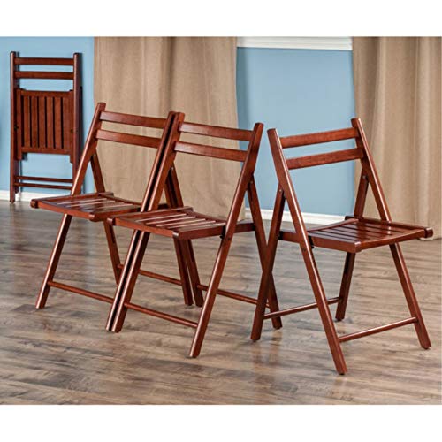 Ergode Elegant Robin 4-PC Folding Chair Set | Walnut Finish | Solid Wood | Compact & Comfortable