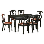 East West Furniture DUKE7-BLK-LC 7 Piece Kitchen Table & Chairs Set Consist of a Rectangle Dining Table and 6 Faux Leather Dining Room Chairs, 36x60 Inch, Black