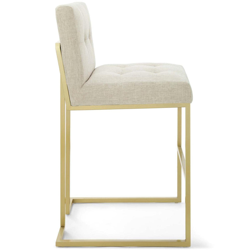 Modway Privy Stainless Steel Upholstered Fabric Bar Stool, Gold Beige