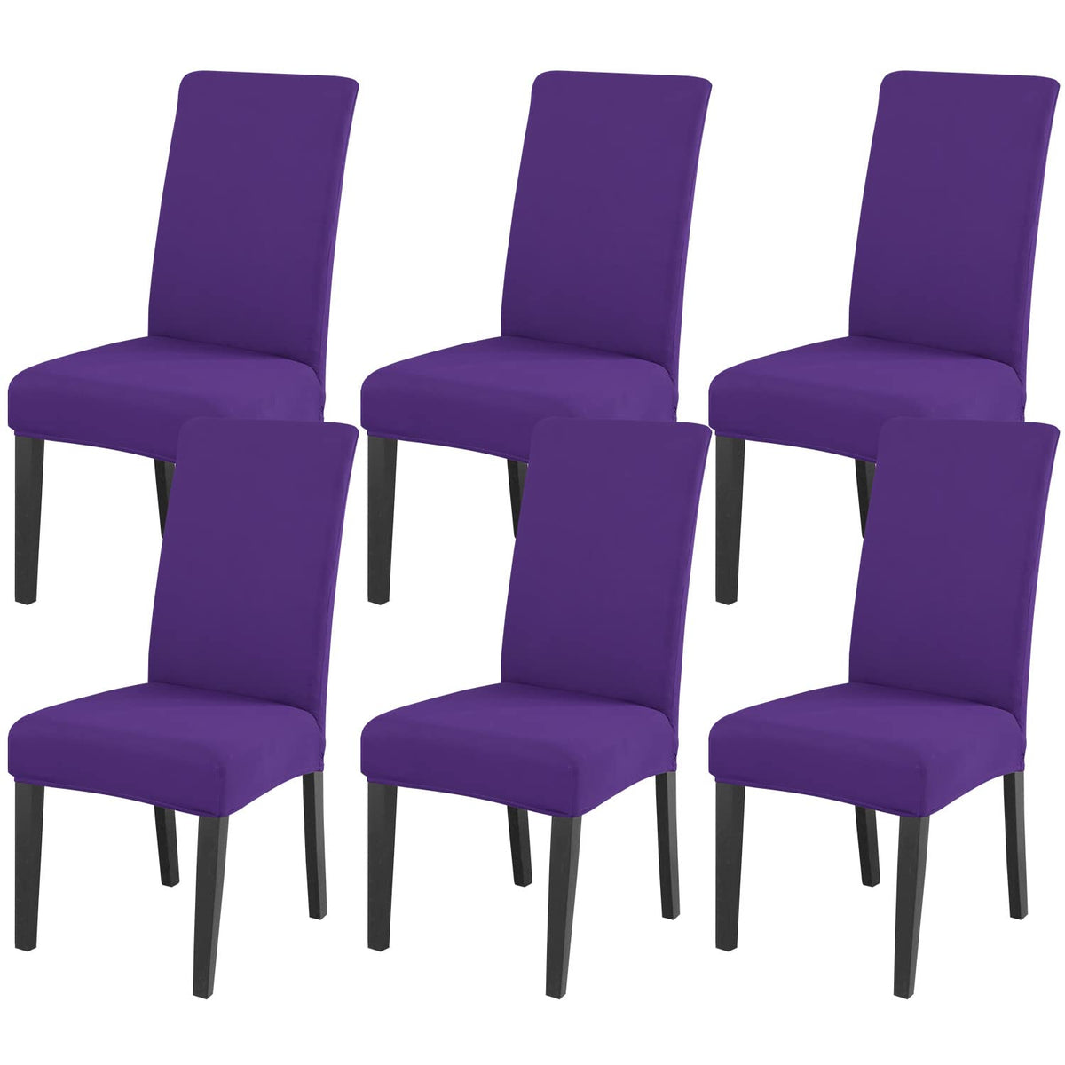 Jqinhome Dining Chair Slipcover, High Stretch Removable Washable Chair Seat Protector Cover Set Of 6,Chair Covers For Dining Room, Kitchen,Home Party,Wedding Ceremony(Purple, 6Pc)