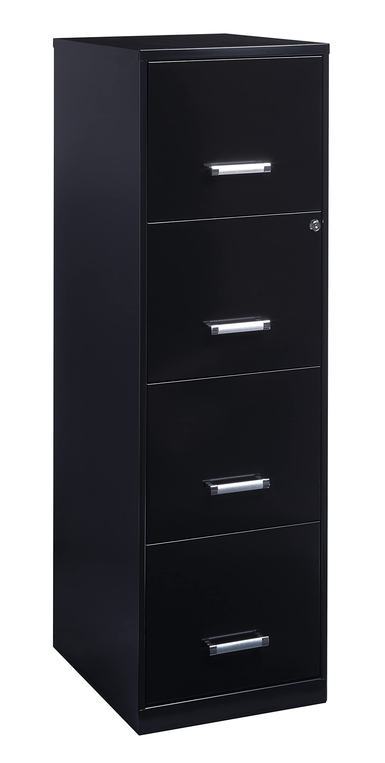 Space Solutions Hirsh 18' Deep 4 High-Side Drawers Modern Metal Vertical File Cabinet For Small Office Or Home Office, With Cam Lock, Letter-Size Hanging Folders In Black