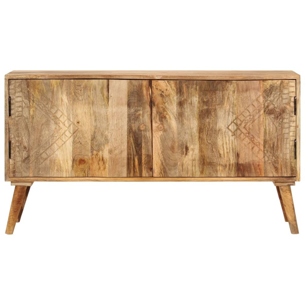 vidaXL Sideboard - Farmhouse-Style Solid Mango Wood Sideboard with Carved Pattern and Ample Storage Space