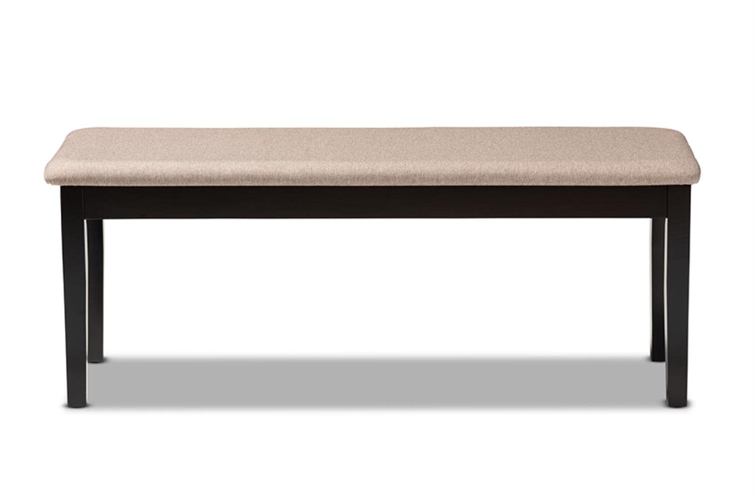 Baxton Studio Teresa Modern and Contemporary Transitional Sand Fabric Upholstered and Dark Brown Finished Wood Dining Bench