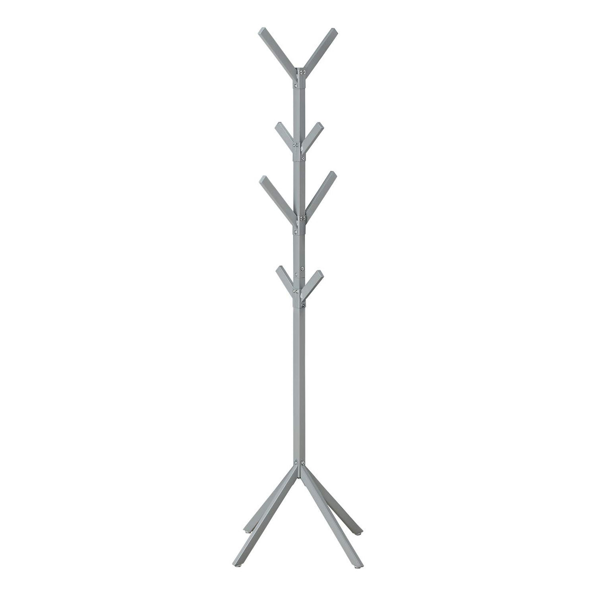 Monarch Specialties I 2058 Coat Rack, Hall Tree, Free Standing, 8 Hooks, Entryway, 70&quot; H, Bedroom, Metal, Grey, Contemporary, Modern