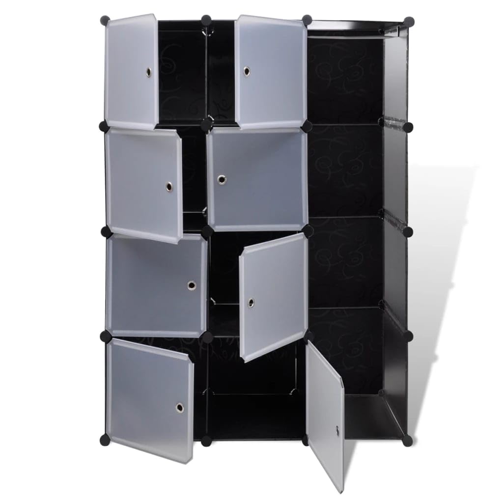 vidaXL Modern Black and White Modular Cabinet with 9 Compartments - Easy Assembly, Multiple Configurations, Ideal for Nursery, Living Room or Bedroom