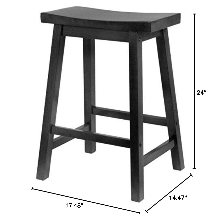 Ergode Wood Ivy Counter Stool | Farmhouse Charm | Weathered Finish | Solid Wood | Stable & Comfortable | (20084-VV, Black)