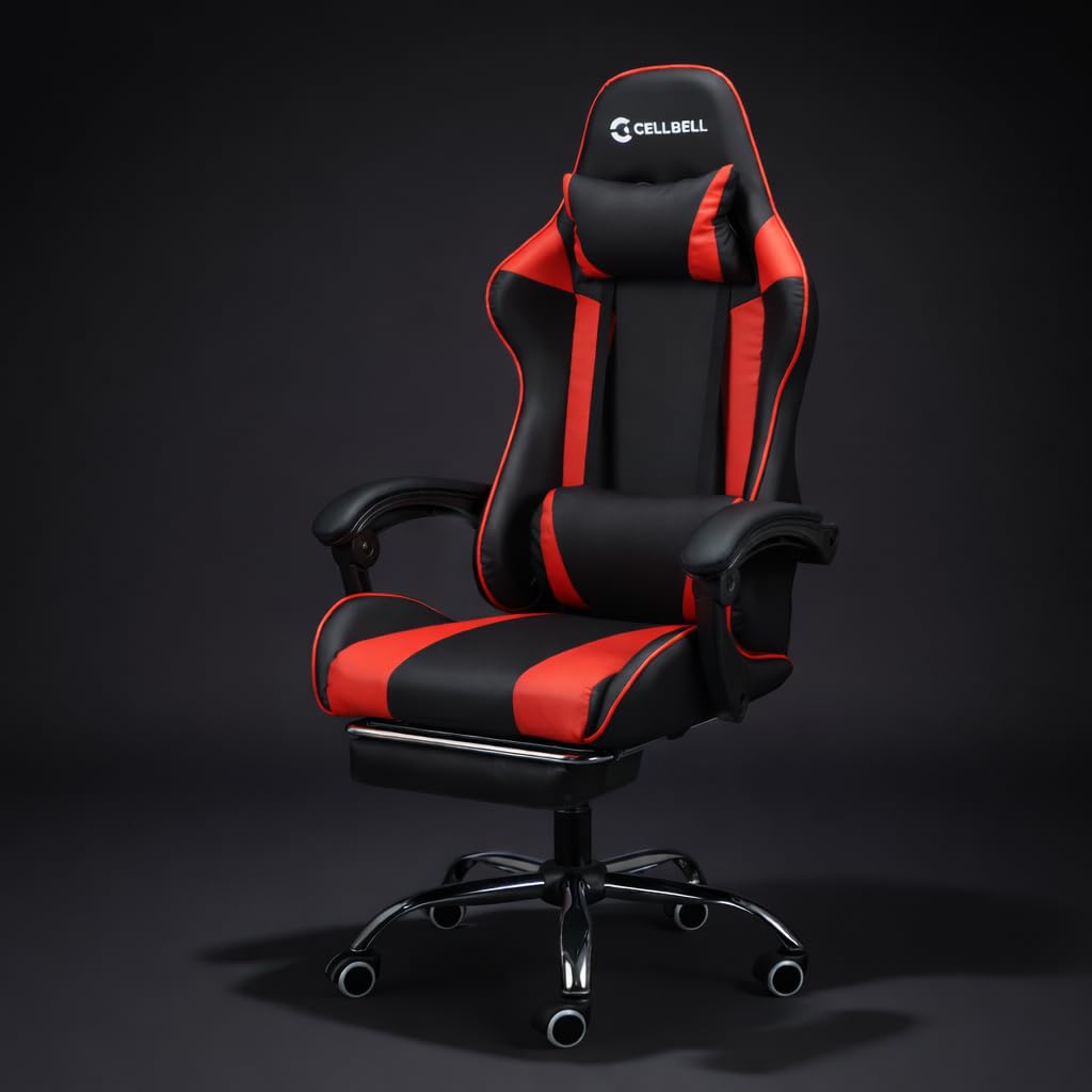 Cellbell Konquer Ergonomic Gaming Chair | Leatherette | MultiFunctional Computer Chair | Integrated Massager | Ergosync Armrest