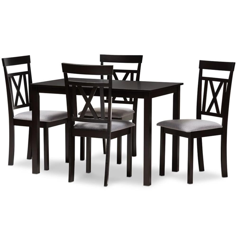 Baxton Studio Rosie Modern and Contemporary Fabric Upholstered 5-Piece Dining Set