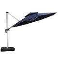 Purple Leaf 13 Feet Double Top Round Deluxe Patio Umbrella Offset Hanging Umbrella Outdoor Market Umbrella Garden Umbrella, Navy