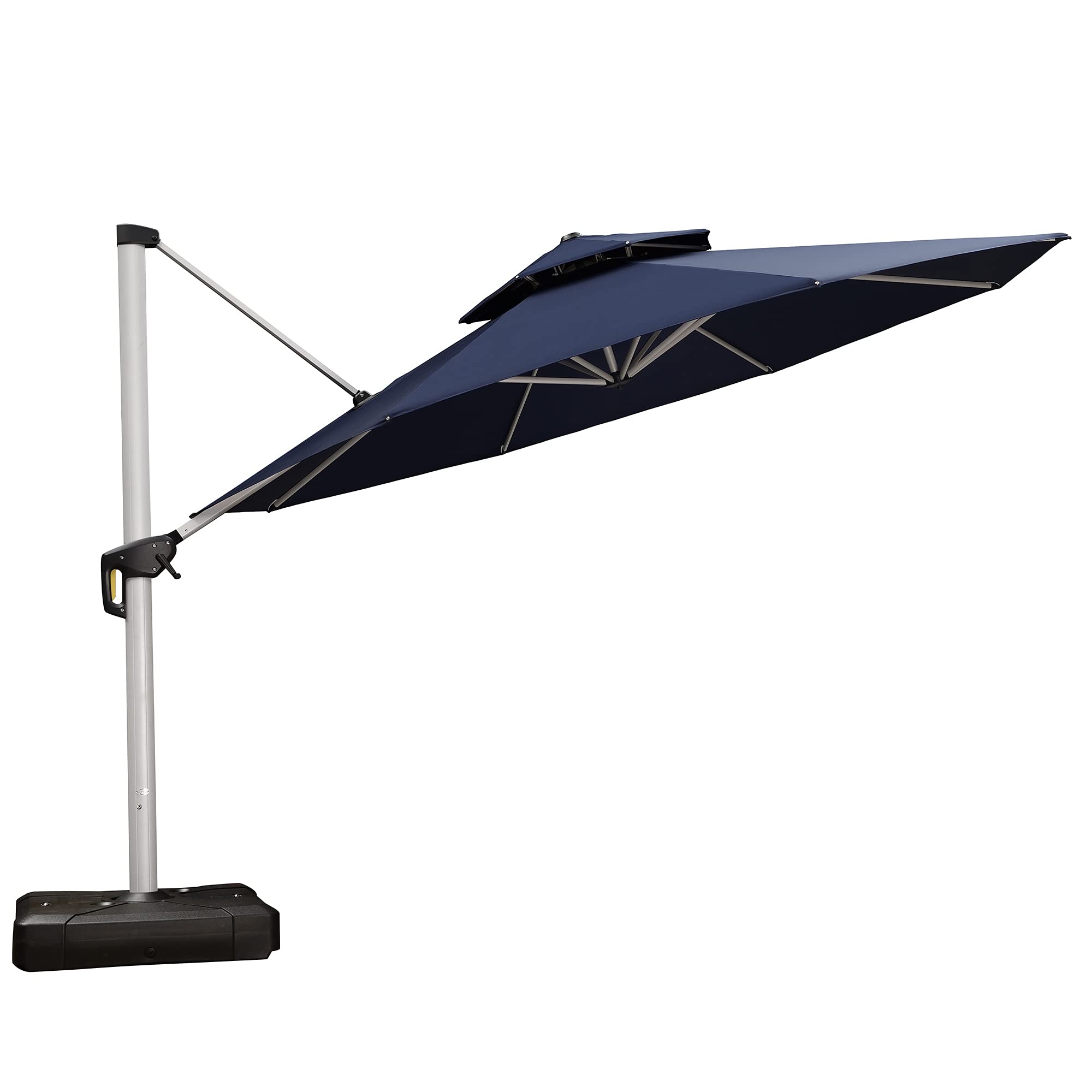 Purple Leaf 13 Feet Double Top Round Deluxe Patio Umbrella Offset Hanging Umbrella Outdoor Market Umbrella Garden Umbrella, Navy