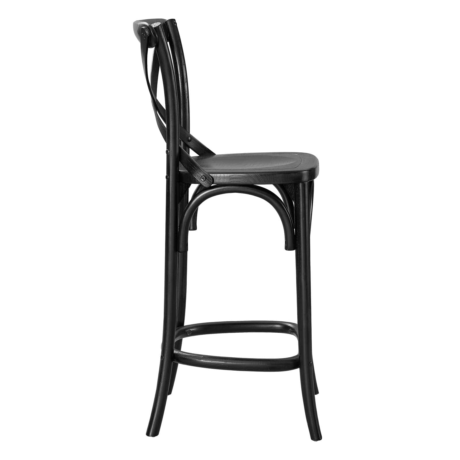 Modway Gear X-Back Wood Counter Bar Stool In Black