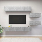 vidaXL TV Cabinet Set 6 Piece Living Room Bedroom Furniture HiFi Stereo Cabinet TV Stand Media Unit Entertainment Center Engineered Wood Concrete Gray