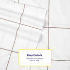 Cal King Size Bed Sheets - 6 Piece 1500 Supreme Collection Fine Brushed Microfiber Deep Pocket California King Sheet Set Bedding - 2 Extra Pillow Cases, Great Value, California King, Window Pane White