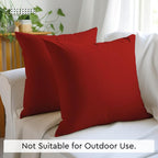 Cotton Canvas Throw Pillow Covers By Encasa Pack Of 2 Red 26'X26' No Insert With Hidden Zipper | Decorative Cushion Covers For