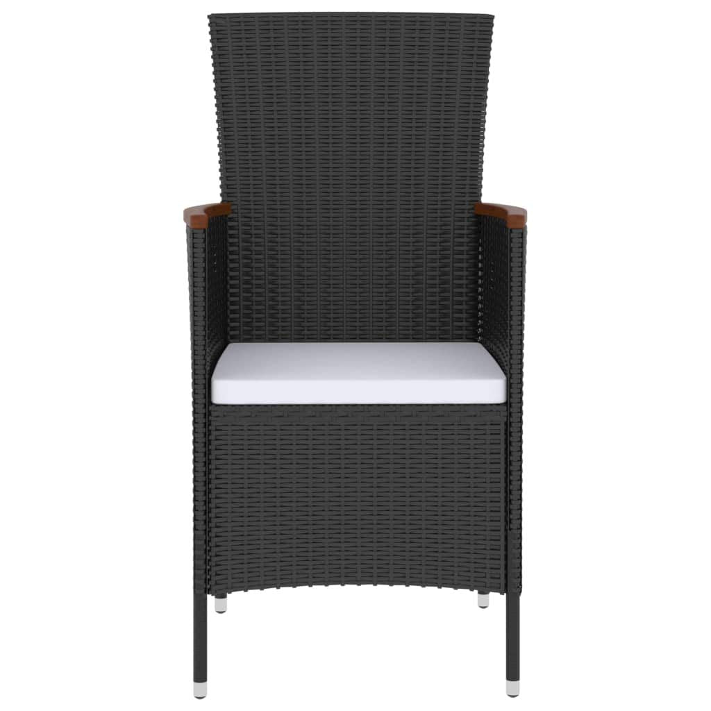 vidaXL Patio Dining Set with Cushions 5 Piece Garden Terrance Backyard Balcony Furniture Set Home Dining Outdoor Table and Chairs Poly Rattan Black