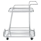 Acme Aegis 2 Glass Tier ShelvesServing Cart with Wheels in Clear and Chrome