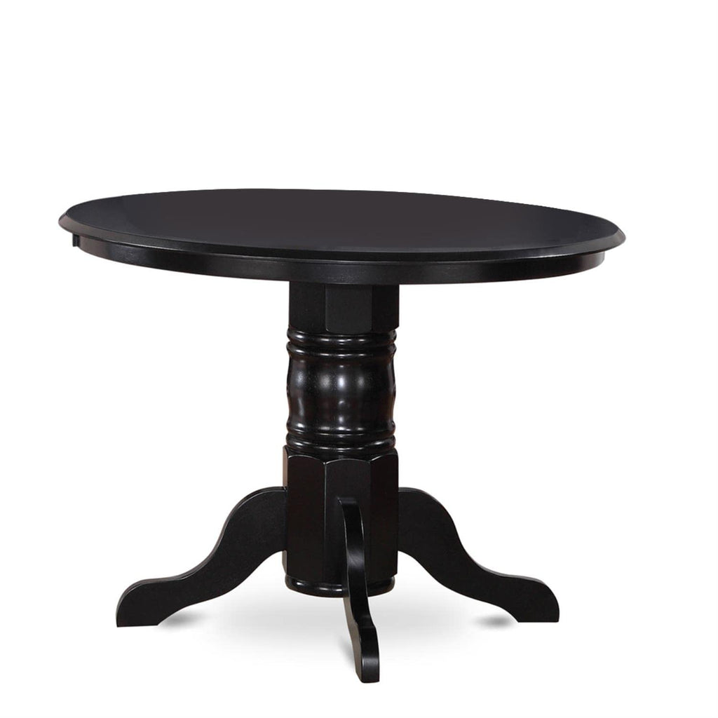 East West Furniture Shelton 5 Piece Dining Set for 4 Includes a Round Kitchen Table with Pedestal and 4 Dinette Chairs, 42x42 Inch, Black