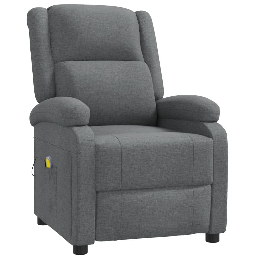 vidaXL Dark Gray Farmhouse Style Massage Recliner - Comfortable Fabric Design, Adjustable Lying Down Dimensions, Lightweight and Durable