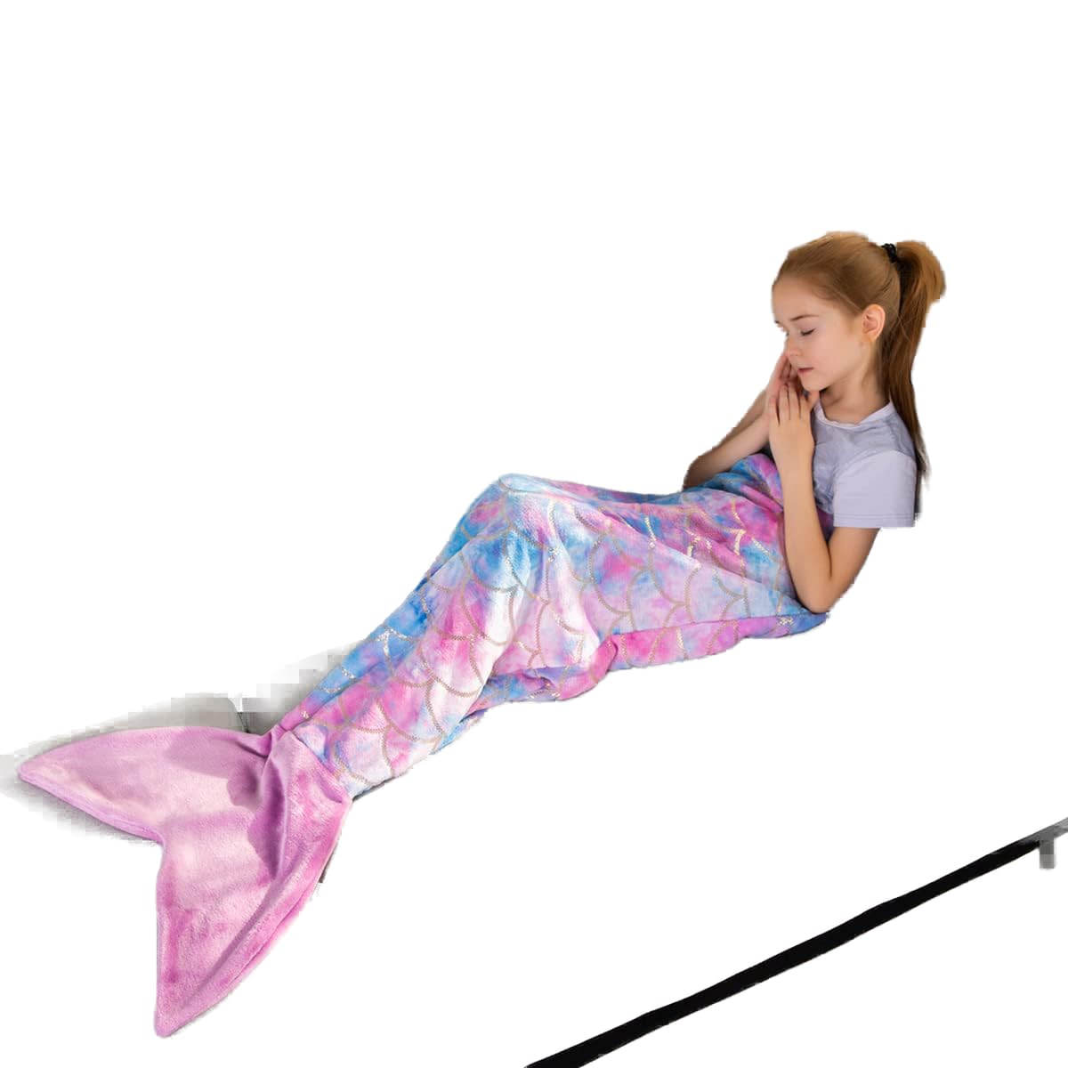 Toddler Mermaid Tail Blankets Glittering Cozy Soft Flannel Rainbow Colorful Gifts All Season For Toddlers/Kids