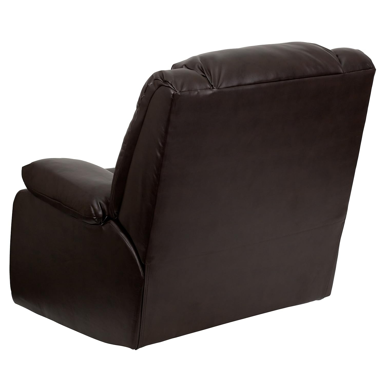 Plush Brown Leather Lever Rocker Recliner With Padded Arms - Thumbnail 4
