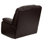 Plush Brown Leather Lever Rocker Recliner With Padded Arms