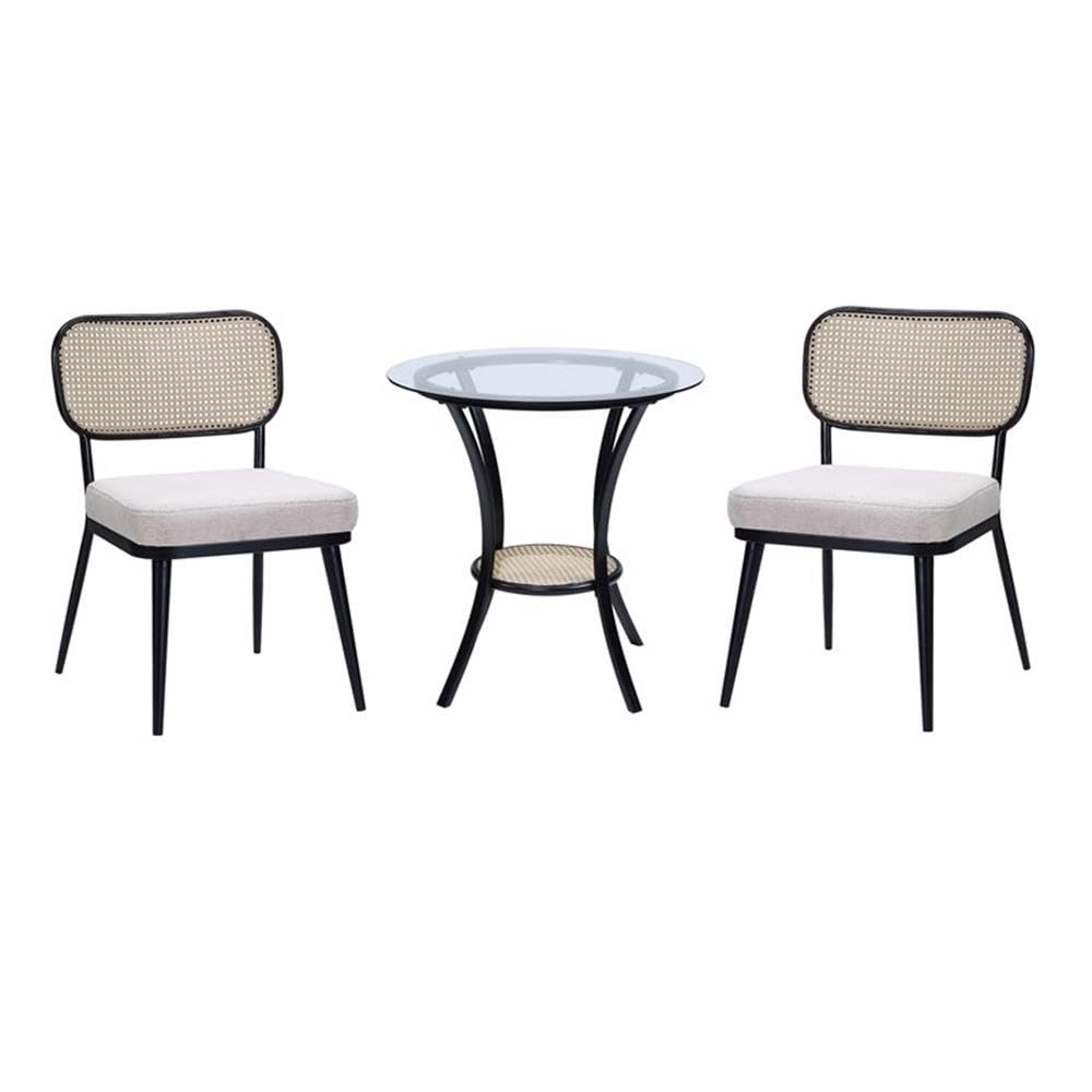 Acme Frydel 3-Piece Wooden Tapered Leg Table and Chairs Set in Black