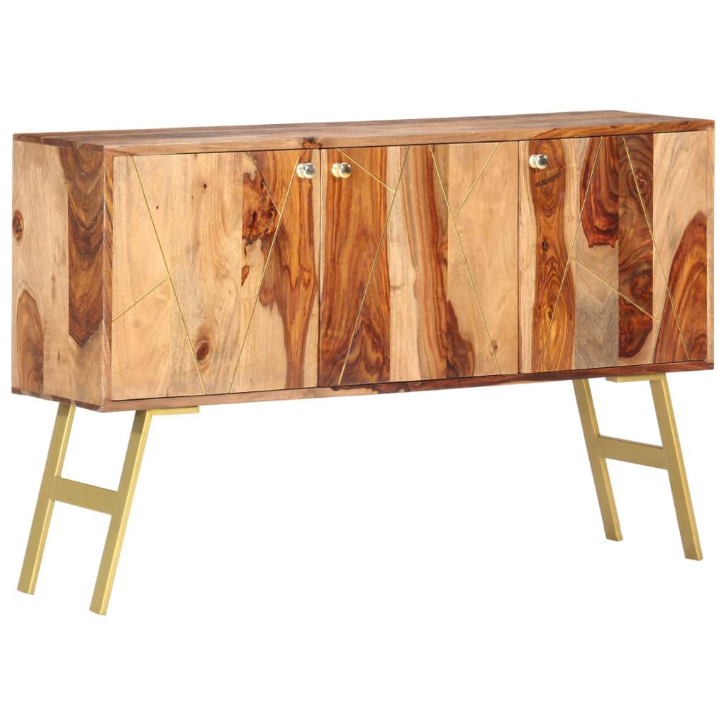 vidaXL Retro Styled Sideboard in Solid Mango Wood - Elegant Brown Wooden Console with 3 Doors - Durable and Robust Storage Cabinet