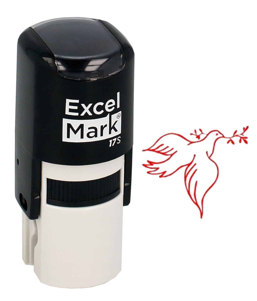 Self-Inking Christmas Rubber Stamp - Dove - Red Ink