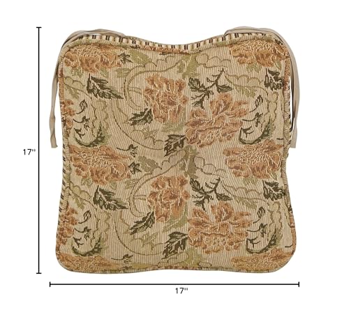 Blazing Needles Corded Tapestry Chair Cushion, 17&quot;, Tan/Beige 2 Count