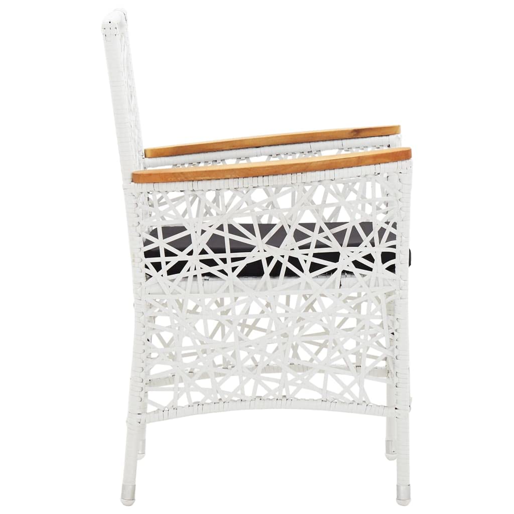 7 Piece Patio Dining Set Poly Rattan White
