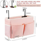 Frjjthchy Bedside Storage Organizer 5 Pockets With 4 Hooks Hanging Storage Bag For Headboards/Bunk Bed (2Pack Pink)