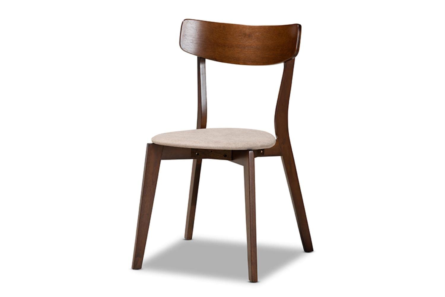 Baxton Studio Mid-Century Light Beige and Walnut 5-Piece Dining Set