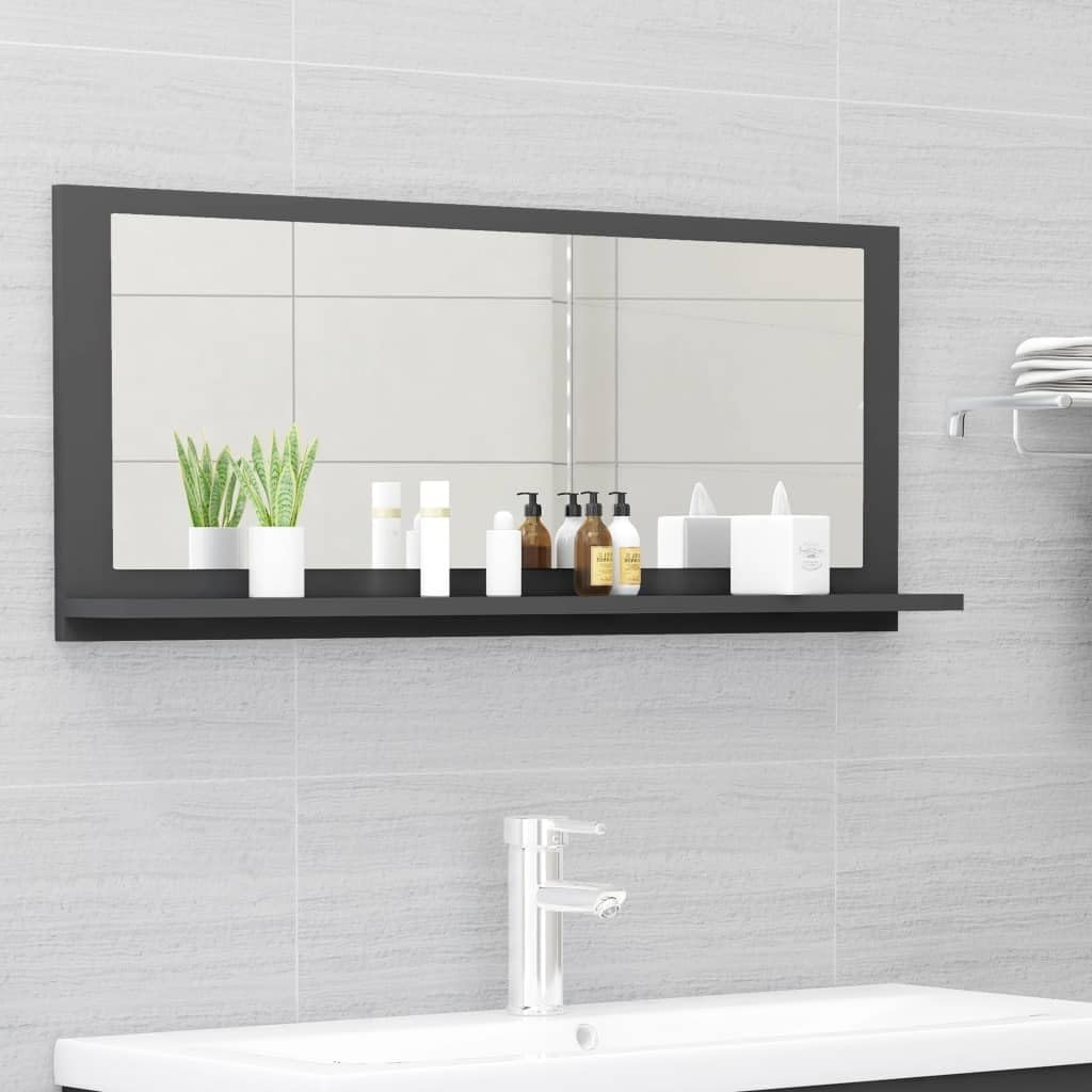 Vidaxl Bathroom Mirror Home Hallway Bedroom Laundry Room Washroom Vanity Unit Wall Mirror Furniture Gray 35.4&quot;X4.1&quot;X14.6&quot; Engineered Wood
