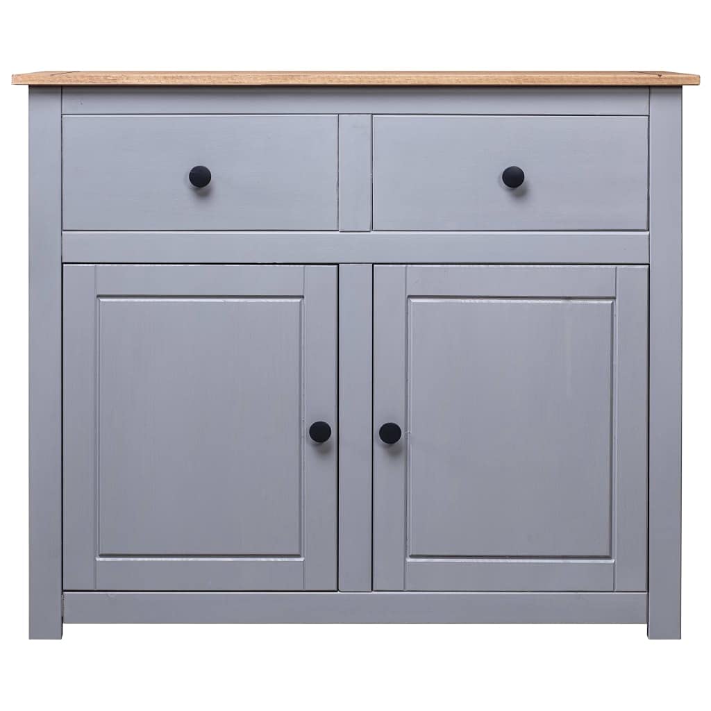 vidaXL Panama Range Sideboard, Gray Solid Pinewood Console Table with 2 Drawers and 2 Doors, Scandinavian Style Home Furniture