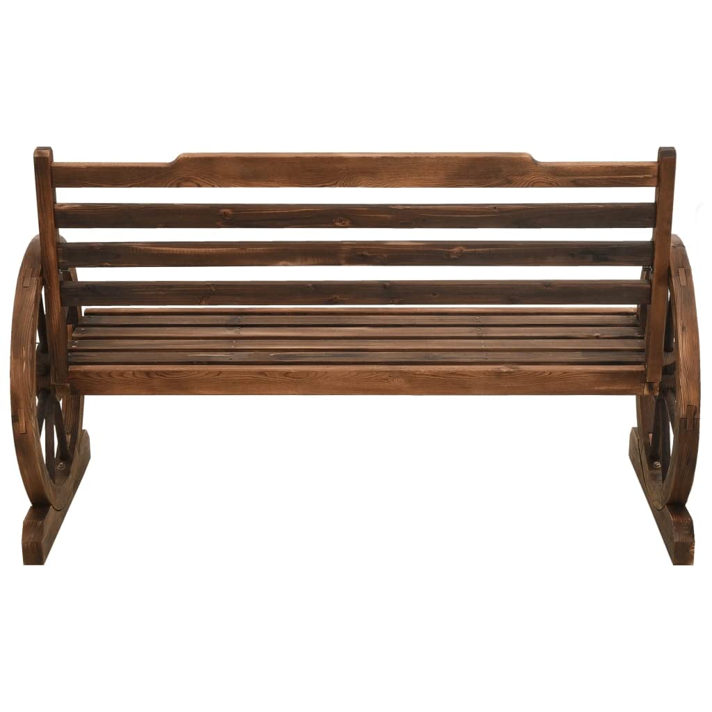 vidaXL Patio Bench in Solid Firwood with Unique Wagon Wheel Design, 44" Farmhouse Style Outdoor Seating
