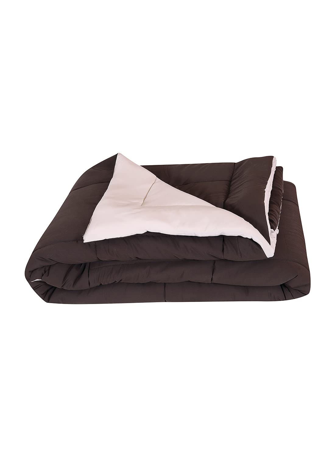 Home9Ine Polyester Reversible Microfiber Quilted Comforter For Double Bed (Beige And Brown, 200 Gsm) King Size 90X100 Inch, Pack