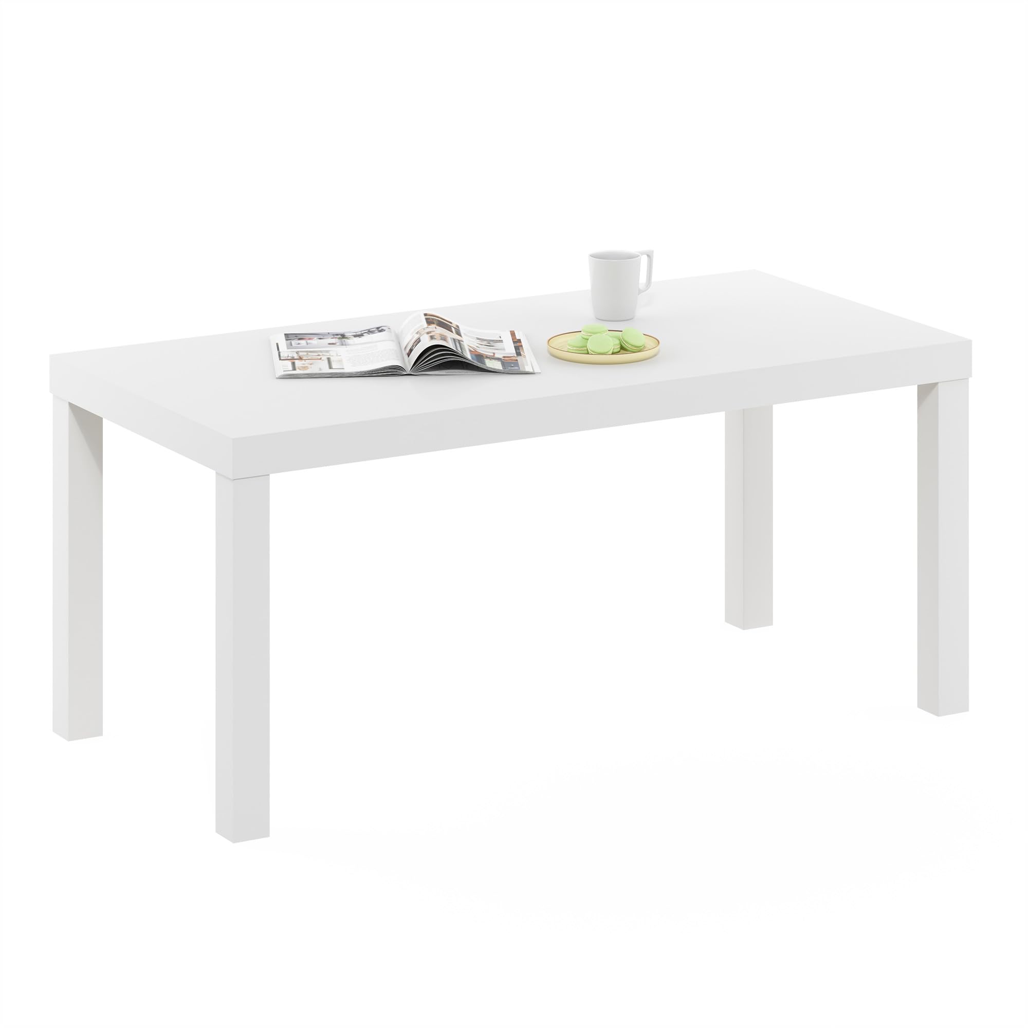 Furinno Classic Simple Coffee Table for Living Room, 38.98 (W) x 17.52 (H) x 18.9 (D) Inches, White