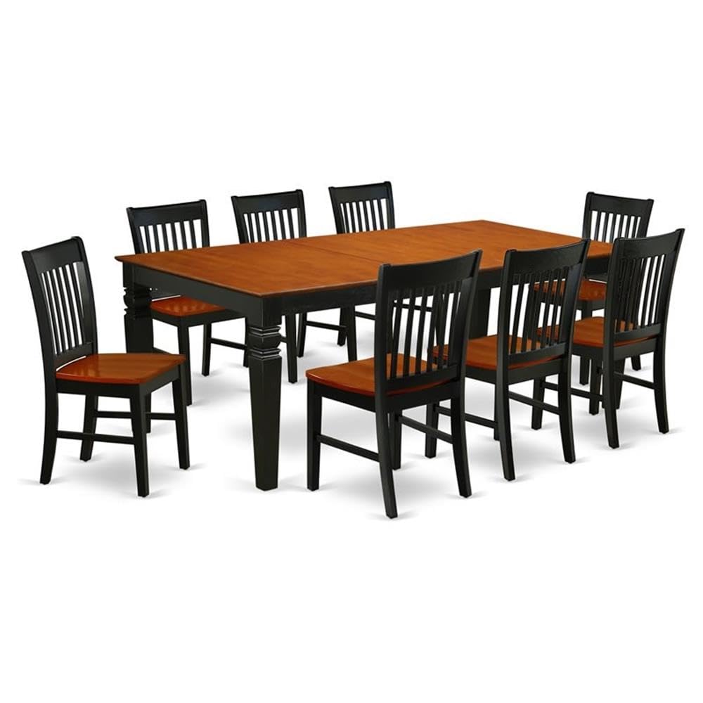 East West Furniture Lgno9-Bch-W 9 Piece Kitchen Table Set Includes A Rectangle Dining Table With Butterfly Leaf And 8 Dining Room Chairs, 42X84 Inch, Black & Cherry