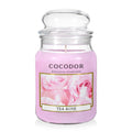 COCODOR Candle Tea Rose Scented, Large Glass Jar 18oz Wick Candle, 110 Hours of Burn Time