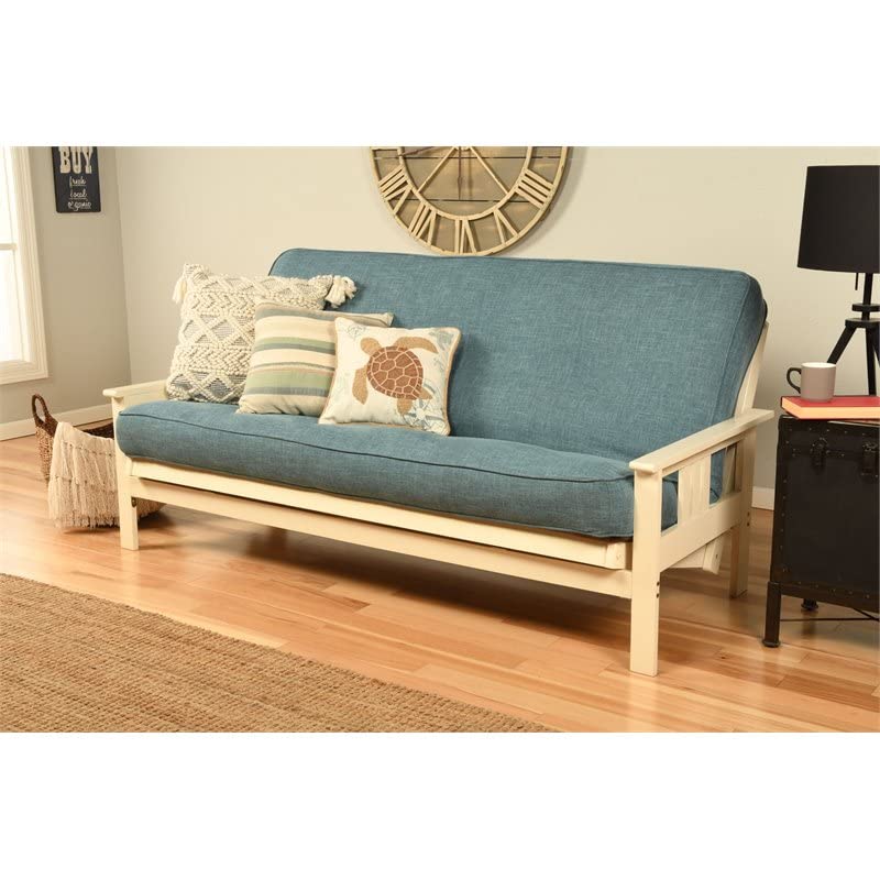 Kodiak Furniture Monterey Antique White Sofa with Aqua Blue Fabric Mattress