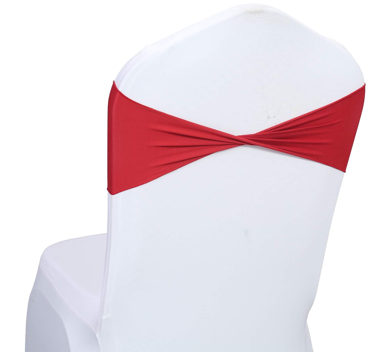 Mds Pack Of 100 Spandex Chair Sashes Bow Sash Elastic Chair Bands Ties Without Buckle For Wedding And Events Decoration Spandex Slider Sashes Bow - Apple Red