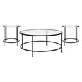 Flash Furniture Living Room Coffee Table, 35.25-19.5 Dx35.25-19.5 Wx21.5-15.25 H, Clear/Matte Black