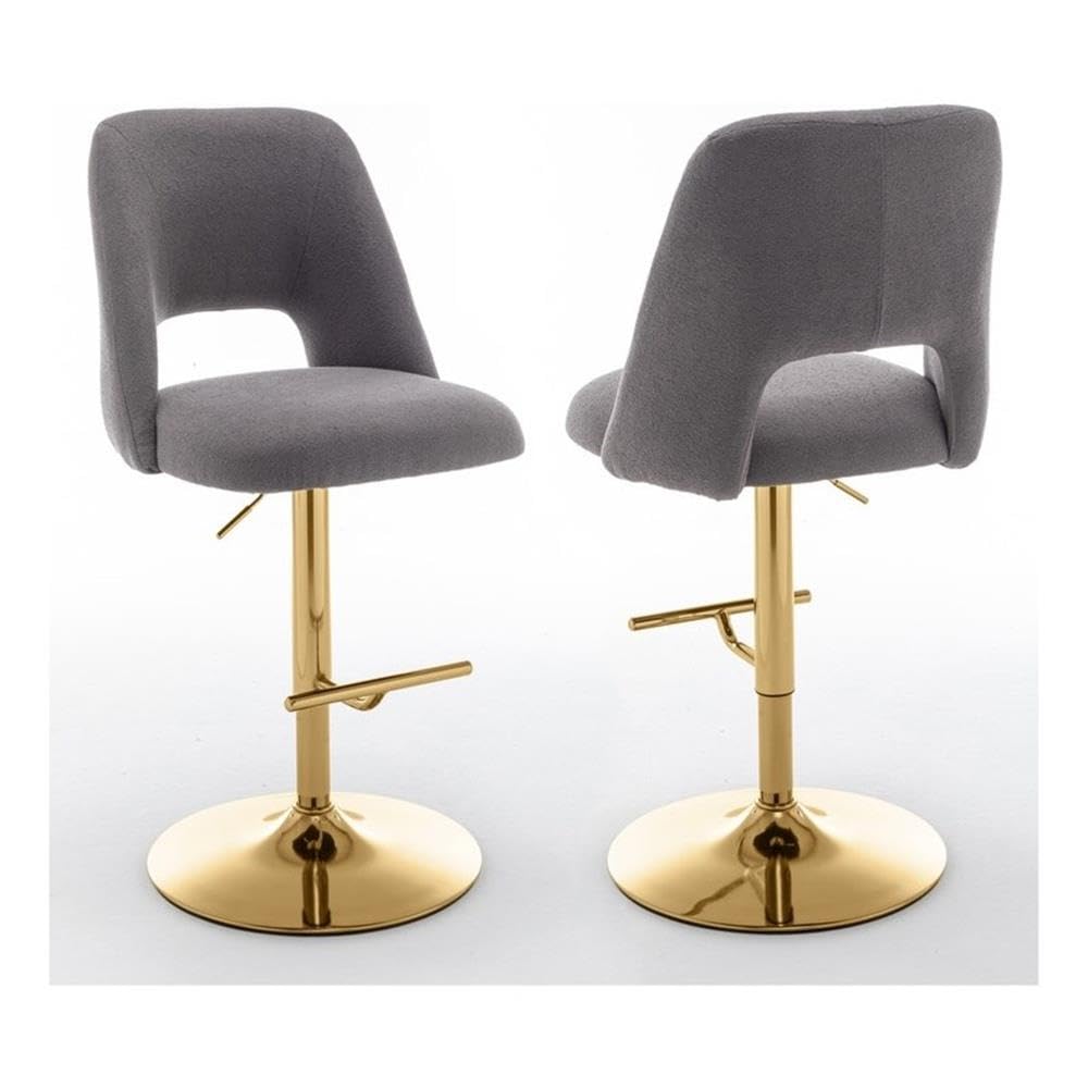 Best Quality Furniture Bs250-Bs257 Bar Stools, Set Of 2, Dark Gray/Gold