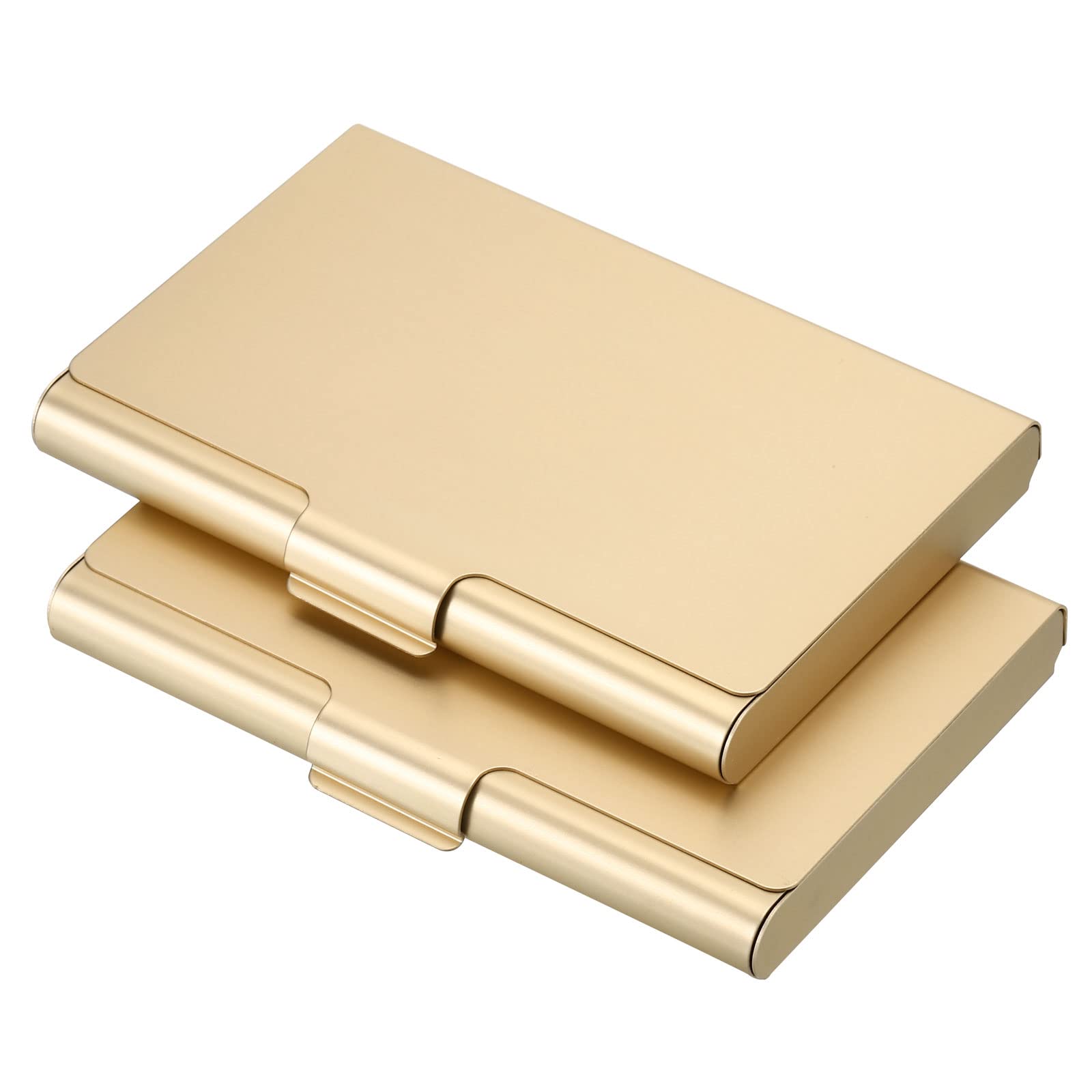 Patikil Business Card Holder, 2 Pack Aluminum Metal Card Case Professional Pocket Card Holder For Name Card Credit Card, Gold