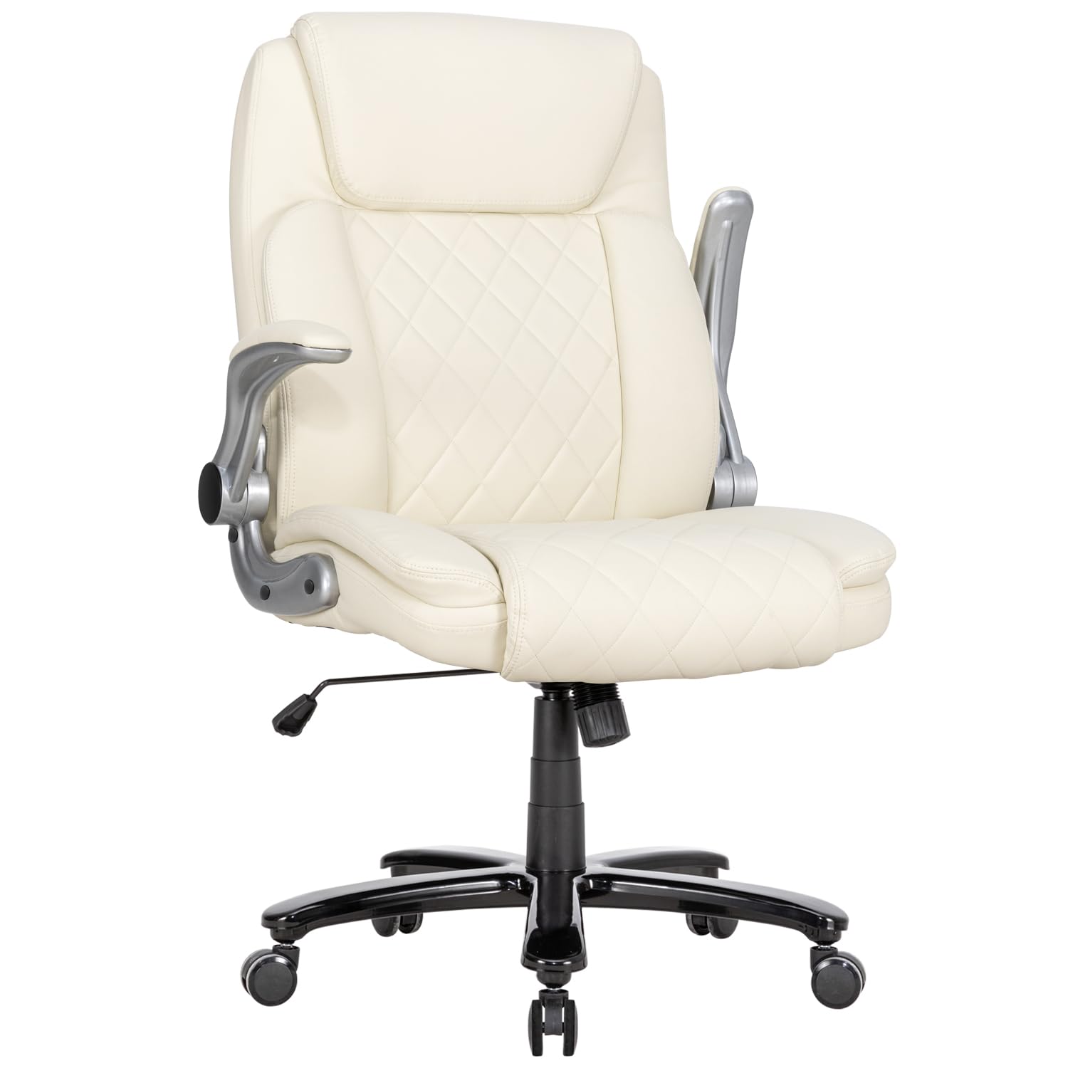 Big And Tall Office Chair 400Lbs Height Adjustable Swivel With Padded Flip-Up Arms, Pu Leather Conference Room Chairs, Ergonomic