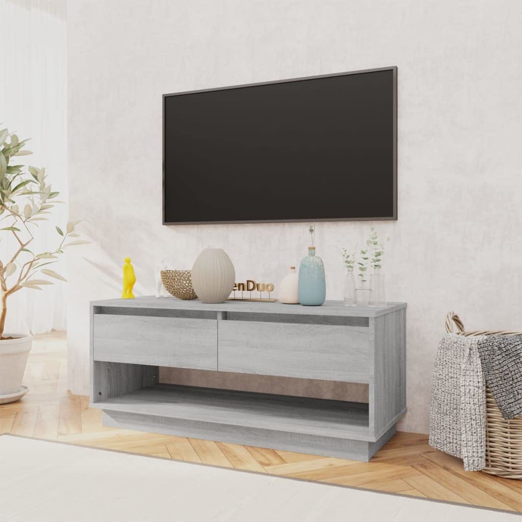 vidaXL TV Cabinet Gray Sonoma 40.2&quot;x16.1&quot;x17.3&quot; Chipboard