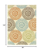 HomeRoots Polypropylene 7’x10’ Beige and Blue Medallion Indoor Outdoor Area Rug