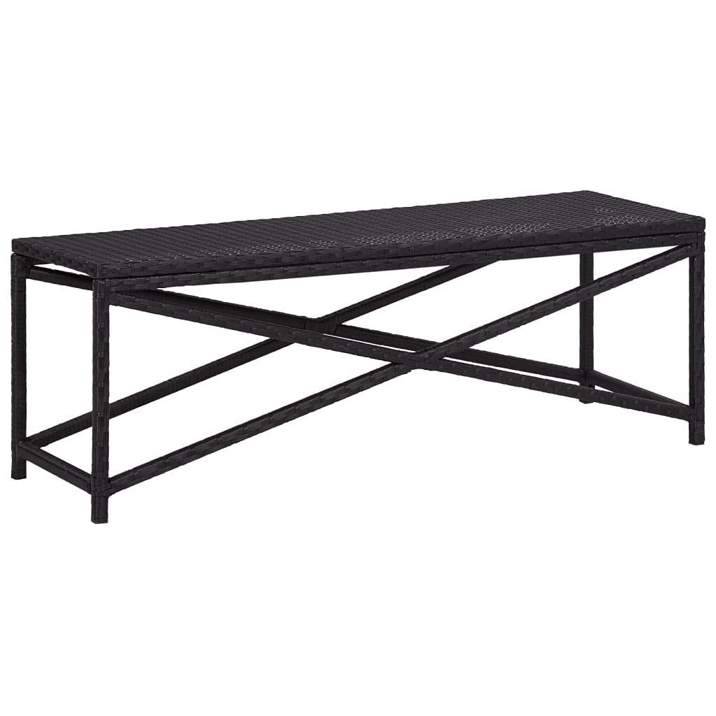 Patio Bench 47.2&quot; Poly Rattan Black